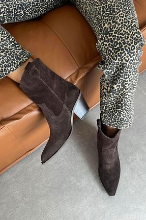 بوت / نیم بوت قهوه ای زنانه چرم خالص Straswans - کد 870279132