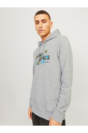 سوئیشرت طوسی مردانه چاپی Jack & Jones - کد 847167098