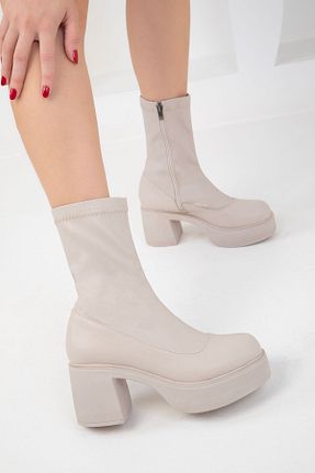 بوت / نیم بوت بژ زنانه چرم مصنوعی SOHO - کد 867644249