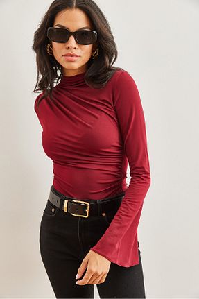 بلوز زرشکی زنانه طرح دار Olalook - کد 867359057