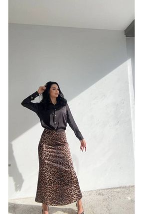 دامن قهوه ای زنانه ساتن Swass - کد 869816289