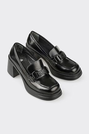 کفش پاشنه بلند کلاسیک مشکی زنانه چرم خالص Elle - کد 869817635