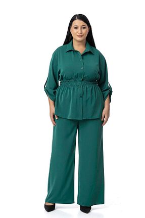 ست بالاتنه و پائین تنه سایز بزرگ سبز زنانه فاق نرمال DISENTIS MODEST - کد 869821942