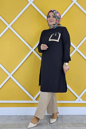 تونیک حجاب مشکی زنانه مخلوط پلی استر MYSTİL - کد 812053593