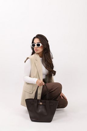 کیف دوشی قهوه ای زنانه چرم مصنوعی NOTHING - کد 862840371