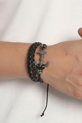 دستبند جواهر رنگی زنانه چرم Dejavu - کد 869863376