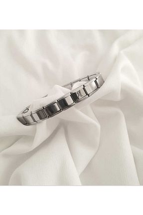 دستبند استیل (فولاد) طوسی زنانه استیل (فولاد) bijoux uniques - کد 864337699