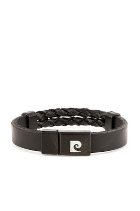 دستبند جواهر مشکی مردانه چرم Pierre Cardin - کد 869878470