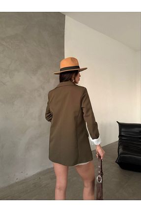 کت خاکی زنانه اورسایز MYGİYİMİSTANBUL - کد 869893647