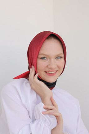 روسری زرشکی پلی استر PİRAMİT - کد 869911066