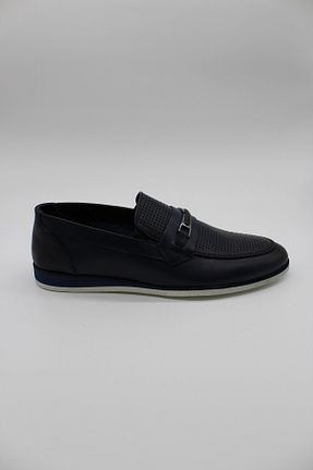 کفش کلاسیک سرمه ای مردانه چرم خالص İmza - کد 775765224