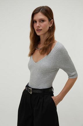 پلیور طوسی زنانه ساده Mudo - کد 860032788