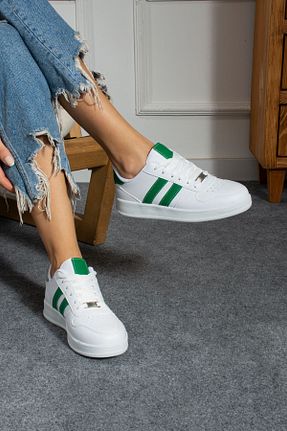 کفش اسنیکر سفید زنانه بند دار galya shoes - کد 797327595