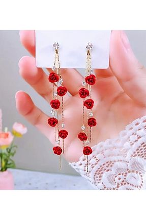 گوشواره جواهر قرمز سنگ طبیعی ER TAKI - کد 869931623