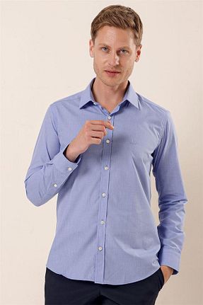 پیراهن آبی مردانه اسلیم İmza - کد 801765770