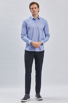 پیراهن آبی مردانه اسلیم فیت İmza - کد 827229718