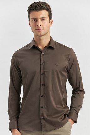 پیراهن قهوه ای مردانه اسلیم فیت İmza - کد 841970636