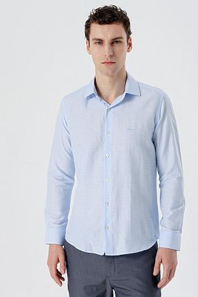 پیراهن آبی مردانه اسلیم فیت İmza - کد 801629056