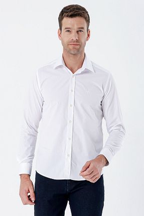 پیراهن سفید مردانه اسلیم فیت İmza - کد 801562203