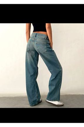 شلوار جین سبز زنانه پاچه پهن DENOKMODA - کد 869981632