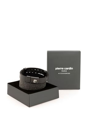 دستبند جواهر مشکی مردانه چرم Pierre Cardin - کد 870007612