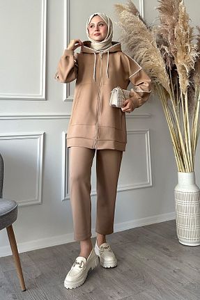 ست بالاتنه و پائین تنه حجاب قهوه ای زنانه رگولار InStyle - کد 870014105
