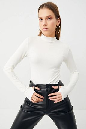بادی سفید زنانه یقه نیم ماهیگیر Yefrastore - کد 740793030