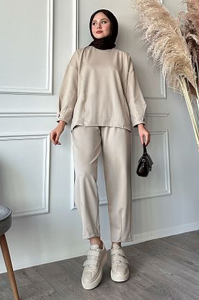 ست بالاتنه و پائین تنه حجاب بژ زنانه رگولار InStyle - کد 870016734