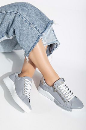 کفش اسنیکر طوسی زنانه چرم اصل ANALİN SHOES - کد 827213361
