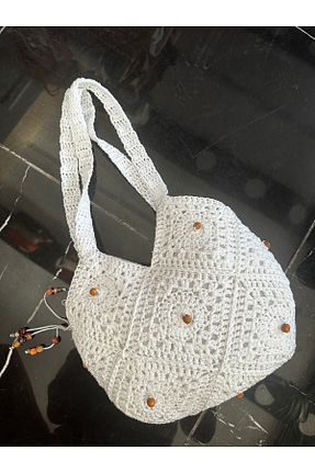 کیف دوشی سفید زنانه حصیر Butik - کد 870073096