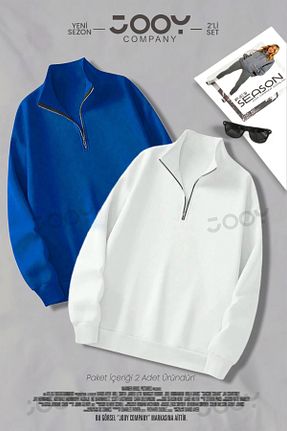 سوئیشرت آبی زنانه ساده Jooy Company - کد 870071508