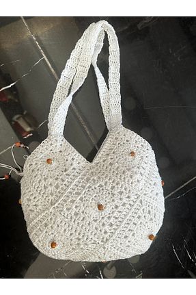 کیف دوشی سفید زنانه حصیر Butik - کد 870073096
