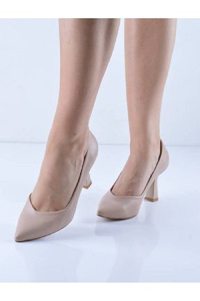 کفش پاشنه بلند کلاسیک بژ زنانه پاشنه نازک Şanslı Ayakkabıcılık - کد 870190102