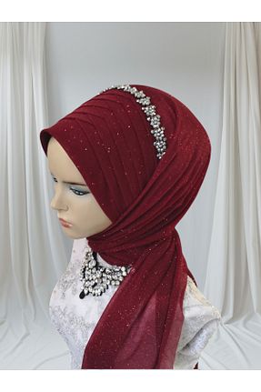 شال زرشکی زنانه پنبه پلی استر NurAy - کد 870126353