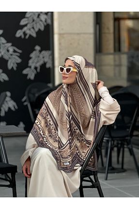 روسری بژ پلی استر Ahivera - کد 870129157
