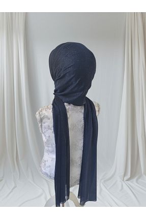 شال سرمه ای زنانه پنبه پلی استر NurAy - کد 870126352