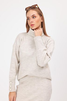 ست بالاتنه و پائین تنه بژ زنانه بافتنی Genel Markalar - کد 870130454