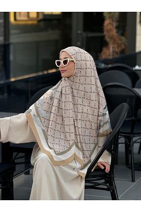 روسری بژ پلی استر Ahivera - کد 870129832