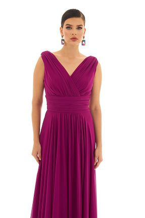 لباس مجلسی سایز بزرگ صورتی زنانه یقه هفت Pierre Cardin - کد 3337054
