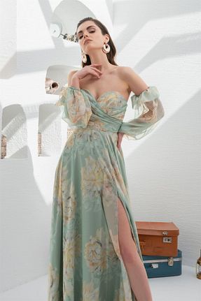 لباس مجلسی و فارغ التحصیلی سبز زنانه شیفون CARMEN - کد 283186920