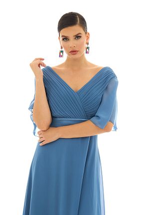 لباس مجلسی سایز بزرگ سرمه ای زنانه دو سینه CARMEN - کد 377121756