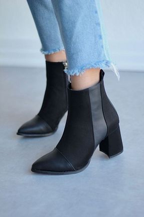 بوت / نیم بوت مشکی زنانه چرم مصنوعی Mida Shoes - کد 63089104