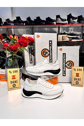 کفش اسنیکر سفید مردانه چرم اصل SPORT SHOES CENTER - کد 870138966