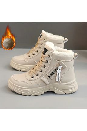 بوت برفی خاکی زنانه چرم مصنوعی Yasee - کد 870185179