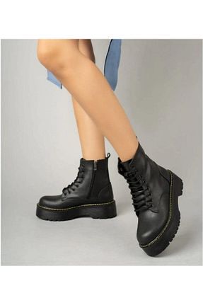 بوت / نیم بوت مشکی زنانه چرم مصنوعی imka - کد 870186063