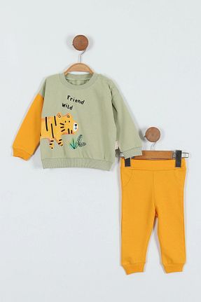 ست بالاتنه و پائین تنه سبز بچه گانه بافتنی CreativeBebe - کد 870837325
