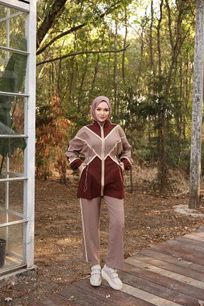 ست گرمکن حجاب قهوه ای زنانه رگولار Ryzi Moda - کد 856900622
