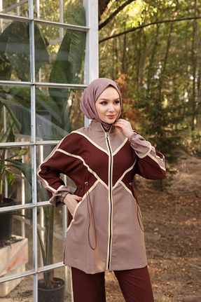 ست گرمکن حجاب قهوه ای زنانه رگولار Ryzi Moda - کد 856900362