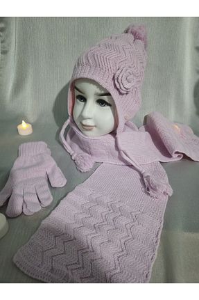 ست شال گردن و کلاه پشمی و دستکش صورتی بچه گانه پنبه ای Kitti - کد 870845822