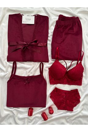 ست لباس راحتی زرشکی زنانه ساده Lena Homewears - کد 867472268